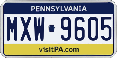PA license plate MXW9605