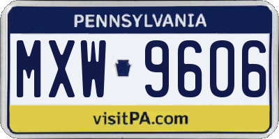 PA license plate MXW9606