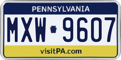 PA license plate MXW9607