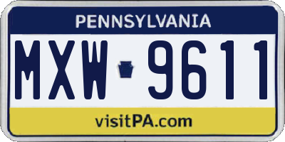 PA license plate MXW9611