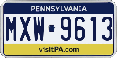 PA license plate MXW9613