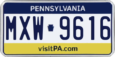 PA license plate MXW9616
