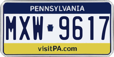 PA license plate MXW9617