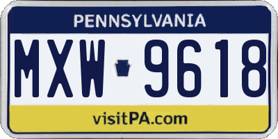 PA license plate MXW9618