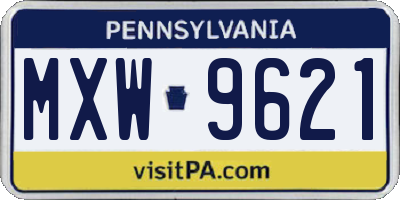 PA license plate MXW9621