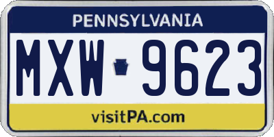 PA license plate MXW9623
