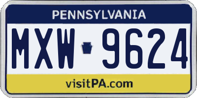 PA license plate MXW9624