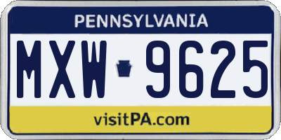 PA license plate MXW9625