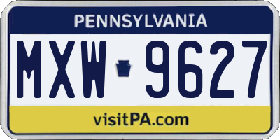 PA license plate MXW9627