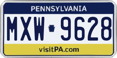 PA license plate MXW9628