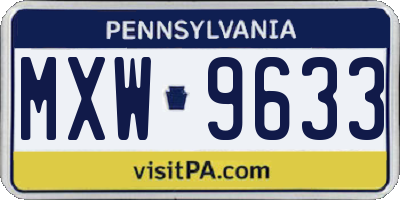 PA license plate MXW9633