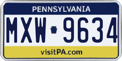 PA license plate MXW9634