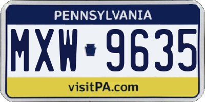 PA license plate MXW9635