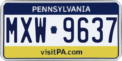 PA license plate MXW9637