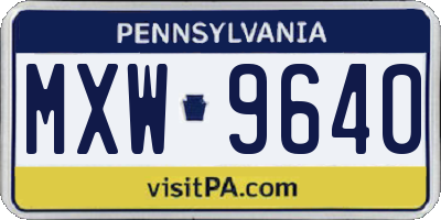 PA license plate MXW9640