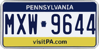 PA license plate MXW9644
