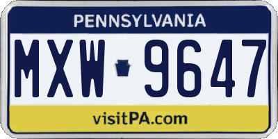 PA license plate MXW9647