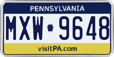 PA license plate MXW9648
