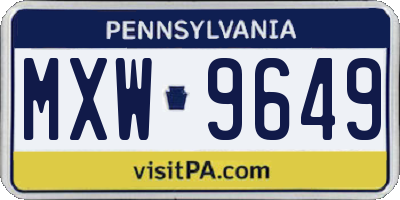 PA license plate MXW9649