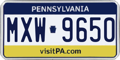 PA license plate MXW9650
