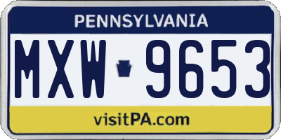 PA license plate MXW9653