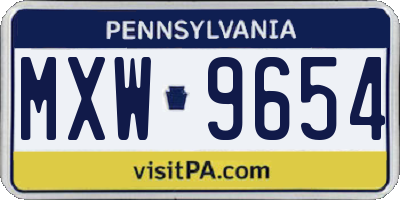 PA license plate MXW9654