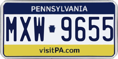 PA license plate MXW9655