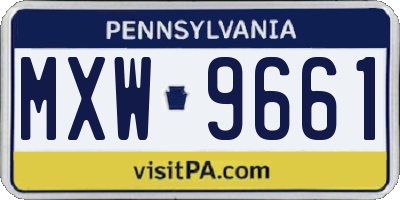 PA license plate MXW9661