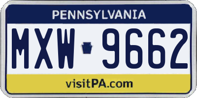 PA license plate MXW9662