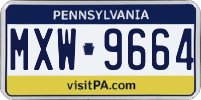 PA license plate MXW9664