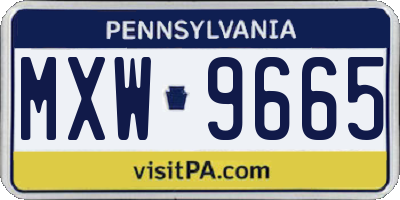 PA license plate MXW9665