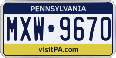 PA license plate MXW9670