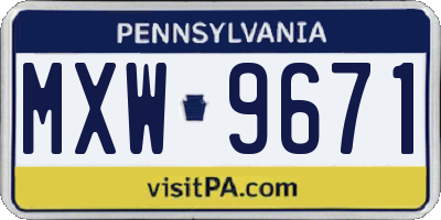 PA license plate MXW9671