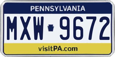 PA license plate MXW9672