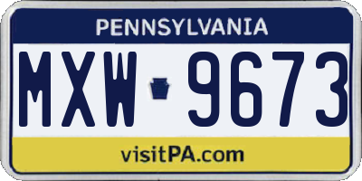PA license plate MXW9673