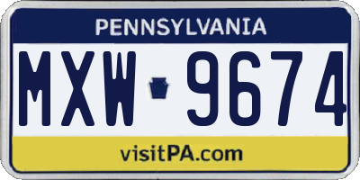PA license plate MXW9674