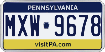 PA license plate MXW9678