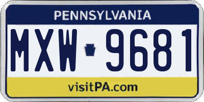 PA license plate MXW9681