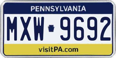 PA license plate MXW9692