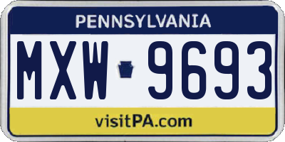 PA license plate MXW9693