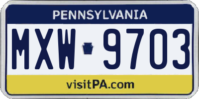 PA license plate MXW9703