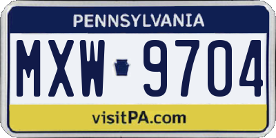 PA license plate MXW9704