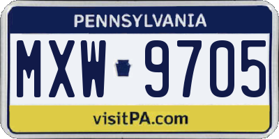 PA license plate MXW9705