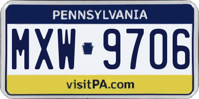 PA license plate MXW9706