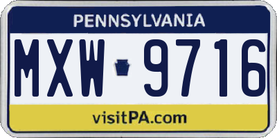 PA license plate MXW9716