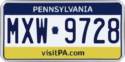 PA license plate MXW9728