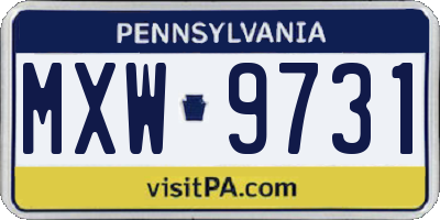 PA license plate MXW9731