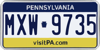 PA license plate MXW9735