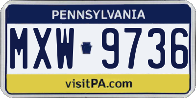 PA license plate MXW9736