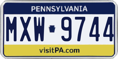 PA license plate MXW9744